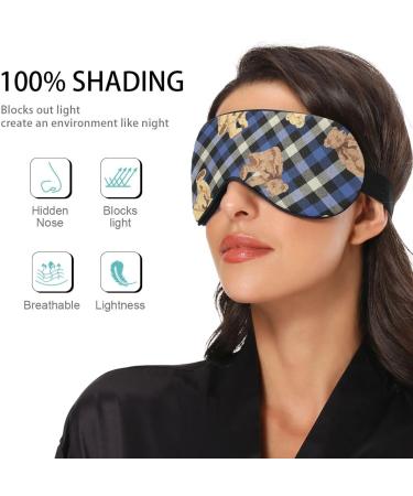 Haskirky Light Blocking Eye Mask for Men and Women - Breathable & Adjustable for Travel, Yoga, Meditation - Deep Sleep Mask - Navy Plaid - Buy Online on SooperMarket.com