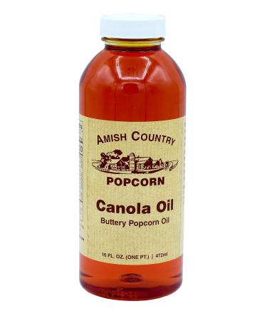Amish Country Popcorn | Butter Flavored Canola Oil - 16 oz | Old Fashioned, Non-GMO and Gluten Free (16 oz Jar) 16 Fl Oz (Pack of 1)