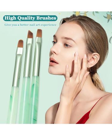 3PCS Nail Clean Up Brushes for OPI - Acetone Resistant Cuticle Cleaning Nail Art Precision Tools in Jade Green - Buy Online on SooperMarket.com