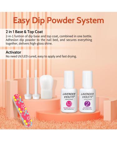 Lavender Violets 12 Pcs Dip Powder Nail Kit Skin Nude White Red Shimmer Orange Colours Dipping Powder Liquid Set with 2in1 Base & Top Coat Activator for French Nail Art Manicure M212 Nude Red - Buy Online on SooperMarket.com