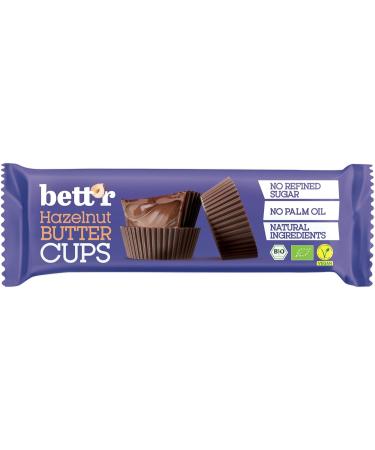 Bett r Bio Hazelnut Butter Cups. 100% Vegan Gluten Free and Lactose Free - 12 x 39 g Bett'r Bio Hazelnut Butter Cups - Buy Online on SooperMarket.com