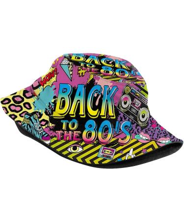 Retro 80s 90s Bucket Hat for Men Women - Funny Sun Fisherman Hat Black-3 One Size - Buy Online on SooperMarket.com