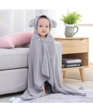 Hilmocho Baby Bath Towel with Hood | Ultra Soft Coral Velvet | 110x68CM Grey - Buy Online on SooperMarket.com