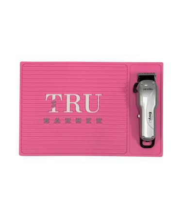 TRU BARBER MAT 13X 9 (PINK) Flexible PVC Station Mat, Professional Mat, Salon and Barbershop work Station pads, Beauty salon tools hair stylist, Counter mat for clippers, Anti-slip