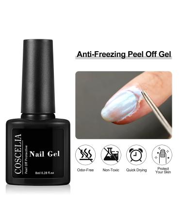 COSCELIA Anti-Freezing Peel Off Gel - Liquid Latex Nail Skin Protection with Curved Tweezers for Nail Art - 8077 - Buy Online on SooperMarket.com