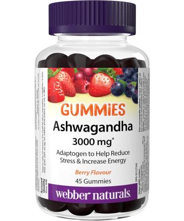 Webber Naturals Ashwagandha Gummy 45 Berry Flavoured Gummies Helps to Reduce Stress & Vitamin D3 2500 IU 75 Gummies For Healthy Bones Teeth - Buy Online on SooperMarket.com