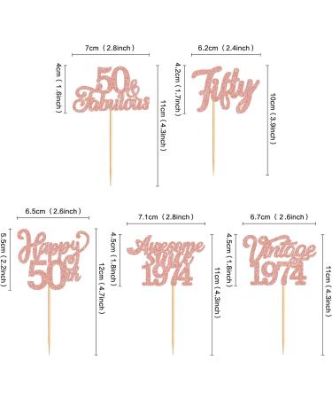 Cyodoos 25Pcs Vintage 1974 Cupcake Toppers Cheers to 50 Fabulous Fifty Cupcake Picks Decorations for 50 Years Birthday Anniversary Cake Decorations Supplies Rose gold Rose Gold 50 - Buy Online on SooperMarket.com