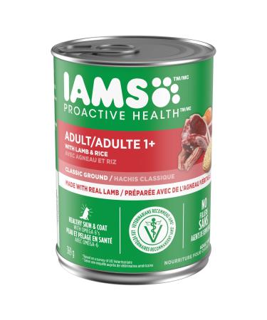 IAMS Proactive Health Wet Dog Food Adult Lamb & Rice Classic Ground 369g Can (12 Pack) Pate Lamb & Rice 369 g (Pack of 12)