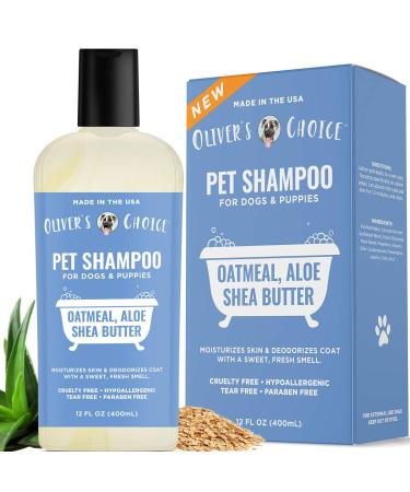 Dog Shampoo with Oatmeal and Aloe. Shea Butter for Smelly Dogs, Puppy Shampoo by Oliver's Choice 14 oz