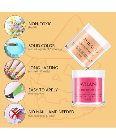 Saviland Glows in The Dark Acrylic Powder Set - 10 Neon Colors for Halloween Nails DIY Manicure - Buy Online on SooperMarket.com
