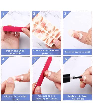 140 Pcs Marble Style Nail Polish Strips with Gradient & Glitter - Self Adhesive DIY Nail Art Decals for Holiday Decor | Includes 2 Nail Files - Buy Online on SooperMarket.com
