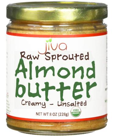 Jiva Organics Raw Sprouted Almond Butter Creamy - Unsalted 8 oz (228 g)
