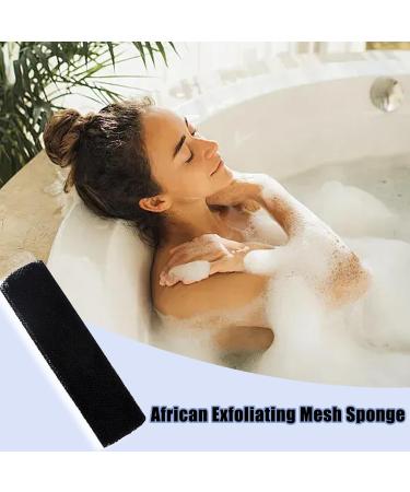 Visiblurry African Net Sponge | African Mesh Cloth Net Scrubber Bath Towel - Dead Skin Removal Bath Sponges for Women & Men Black - Buy Online on SooperMarket.com