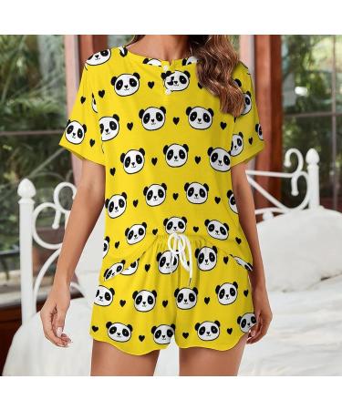 Cute Panda Bear Women's Pajama Set - Short Sleeve Lounge Shirt and Shorts Sleepwear 4X-Large - Buy Online on SooperMarket.com