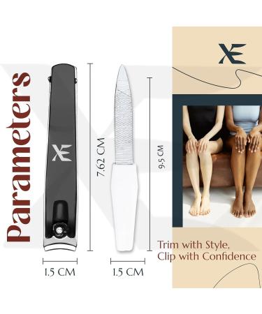XE Nail Clipper with Disposable Nail File Stainless Steel Nail Cutter for Thick Fingernails and Toenails Wide Jaw Nail Clipper Set for Men and Women - Buy Online on SooperMarket.com
