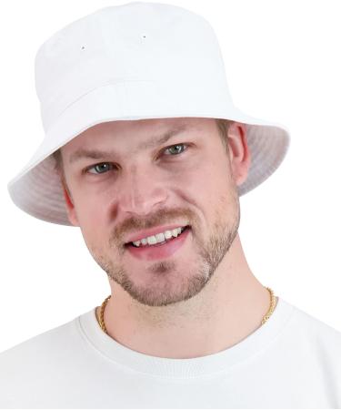 Cute Cotton Bucket Hat for Beach Sun Summer Travel - White (XS-S) - Men, Women, Teens - Packable & Lightweight - Buy Online on SooperMarket.com