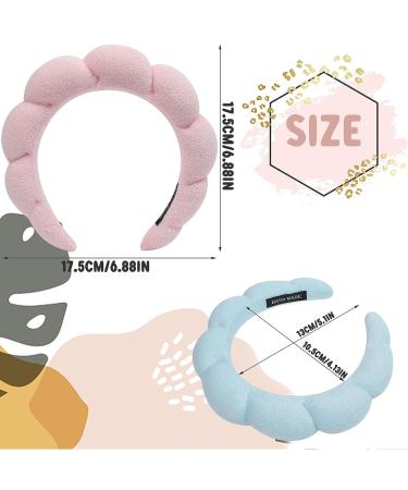 2 PCS Women Sponge Spa Headbands | Terry Cloth Fabric Hair Band for Skincare, Makeup & Shower | Blue Pink Color Set - Buy Online on SooperMarket.com