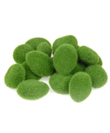 ODDIER 20 Pieces Artificial Moss Rocks, Decorative Faux Green Moss Covered Stones, Green Moss Balls Fake Moss Decor for Pot Planter Fairy Gardens Floral Arrangements Craft(2 Size)