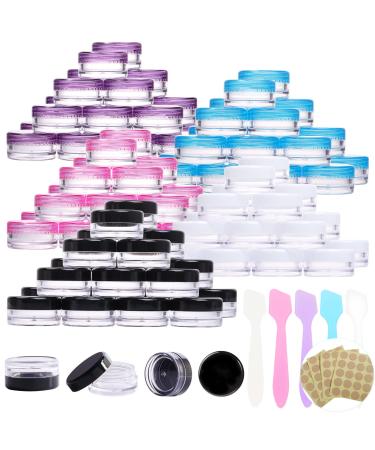 100 pieces of jaws 3ml of empty cans clear cremes mini cream throats cream can empty tap with screw cap 5 mini spatula and sticker for cosmetics lotion cream nailart lip balm