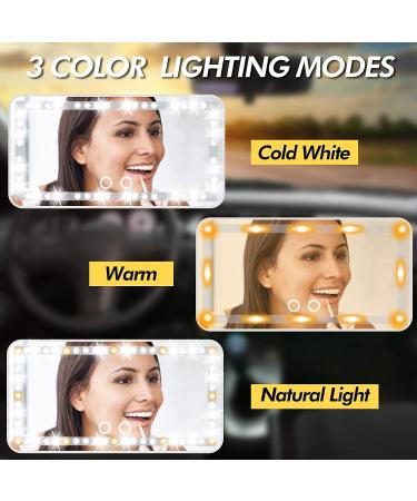 Hoomtaook LED Lighted Sun Visor Makeup Mirror | Touch Dimmable, USB Powered (White) - Buy Online on SooperMarket.com