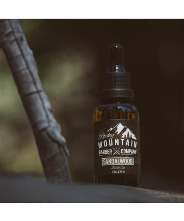 Rocky Mountain Barber Co. Men's Sandalwood Beard Oil - Nourishing Grapeseed Coconut & Argan Oils | Authentic Sandalwood Essence - Buy Online on SooperMarket.com
