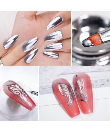 Metallic Painting Gel - 5ml Silver Metal Painted Gel Nail Polish - Reflective High Shine Nail Polish Soak Off UV/LED - Drawing Mirror Nail Gel Polish - Buy Online on SooperMarket.com