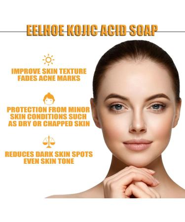 Kojic Acid Soap Kojic Acid Dark Spot Remover Soap Turmeric Kojic Acid Soap Handmade Soap for Dark Spots & Acne Scars Natural Orange Soap Bar for Face Body Wash 100g - Buy Online on SooperMarket.com