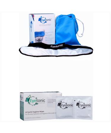 Eyetonic mask for Dry Eye/Blepharitis with Removable Washable Cover Plus 2 Boxes of Eyelid Wipes with Aloe Vera 20 Wipes per Box