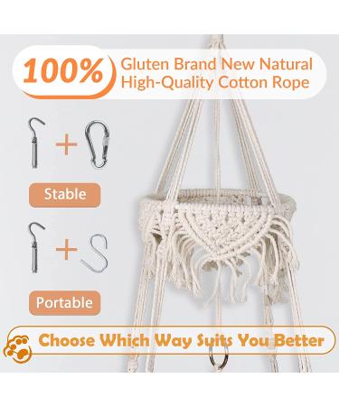 AXIBA Macrame Cat Hammock with Cushion - Hanging Cat Bed for Indoor Cats - Buy Online on SooperMarket.com