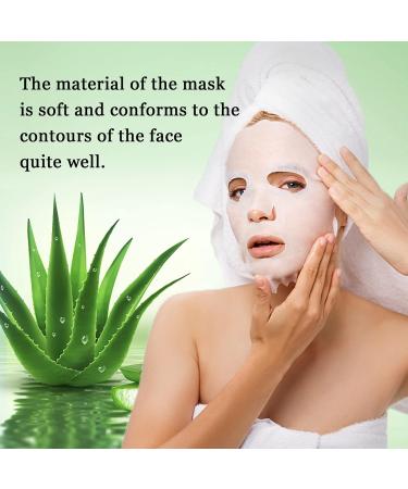 Aloe Vera Soothing Face Mask 10-Pack for Hydrating and Moisturizing Skincare - Ideal for Dry, Oily, and Sensitive Skin - Acne, Sun Care, and Calming Benefits - 25ml/0.88oz per Sheet - Buy Online on SooperMarket.com