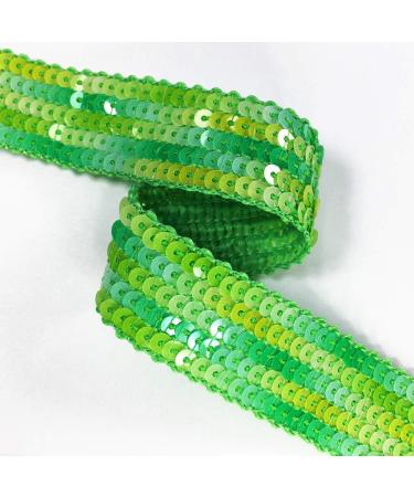 Green Multi Sequin Ribbon Trim 7/8 inch - 2 Yards | YD-TM-971 | Sparkly Embellishment for Crafts & Sewing - Buy Online on SooperMarket.com