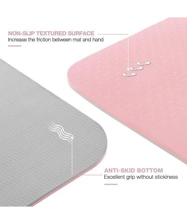 Non Slip Yoga Mat for Women - Eco Friendly Anti-Tear 1/4 Thick Pilates Fitness Mat - Home Workout Exercise Mat with Carrying Sling - Parfait Pink & Gray - Buy Online on SooperMarket.com