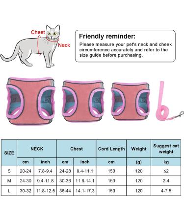 NiCoLa Escape-Proof Cat Harness Set | Reflective Strip | Adjustable Soft Harness for Small Cats (Pink&Green, S) - Buy Online on SooperMarket.com