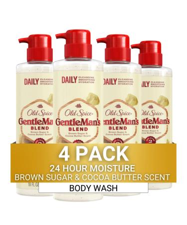 Old Spice Gentleman's Blend Exfoliating Body Wash Brown Sugar & Cocoa Butter 18 oz (Pack of 4)