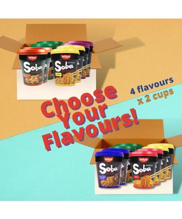 Nissin Soba Classic Pot Noodles Self Customised Pack of 8 Pot Noodle Cups - Pick Any 4 Flavours - Buy Online on SooperMarket.com