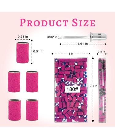 100pcs Pink 180 Grit Nail Sanding Bands Set for Nail Drill - Fine Sanding Bands with 3/32 Nail Bit - Manicure & Pedicure Tool - Buy Online on SooperMarket.com