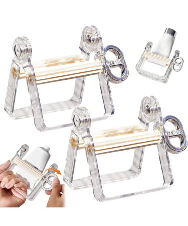 Toothpaste Squeezer Roller Toothpaste Tube Squeezer Tool 2Pcs Plastic Toothpaste Tube Squeezer Toothpaste Roller Dispenser with Rotatable Handle Toothpaste Seat Holder Stand Puts an End to Waste