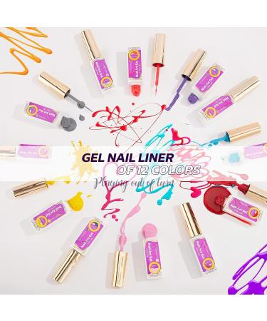 JOSLOVE Gel Liner Nail Art Gel Polish Set 12 Colors Tulip Gel Nail Polish Kit Built  Thin Nail Art Brush in Bottle  Gel DIY Nail Art Tools Gifts for Women Girls L122 C-LinerGel L122 - Buy Online on SooperMarket.com