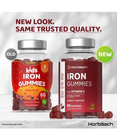 Iron Supplements | 14mg Iron Gummies with Vitamin C | 90 Vegan Gummies | for Men & Women | by Horbaach - Buy Online on SooperMarket.com