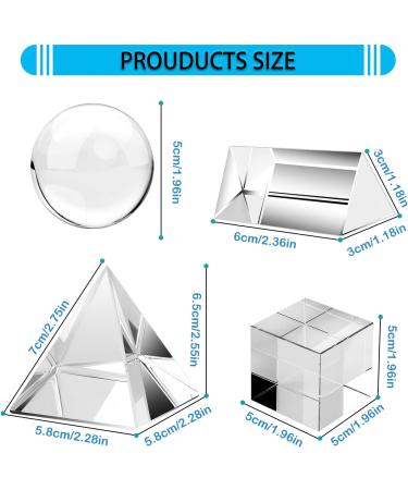 MerryNine 4 Pack Crystal Photography Kits - Lens Ball, Cube, Prism, Pyramid for Light Spectrum Art - Buy Online on SooperMarket.com