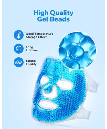 Meto Ice Face Mask - Reduce Puffiness and Dark Circles - Hot Cold Gel Beads Compress for Women - Face Spa Treatment for Pressure Headaches and Skin Care (Blue) - Buy Online on SooperMarket.com