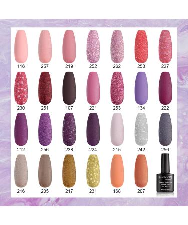 Lavender Violets Gel Nail Polish Kit - 27+3 Classic & Glitter Colors - Soak-off UV Nail Gel Set with Base, Matte & Glossy Top Coat - C971 - Buy Online on SooperMarket.com