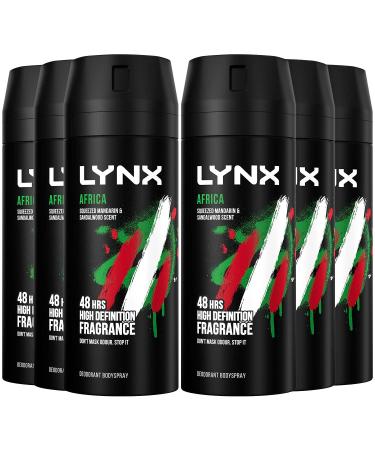 Lynx Africa Deodorant Bodyspray 150ml x 6 150 ml (Pack of 6)