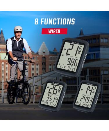 Sigma Sport BC 8.0 Bicycle Computer - Waterproof Speedometer with 8 Functions | Cable Speed Meter & Kilometer Meter for Bikes - Buy Online on SooperMarket.com