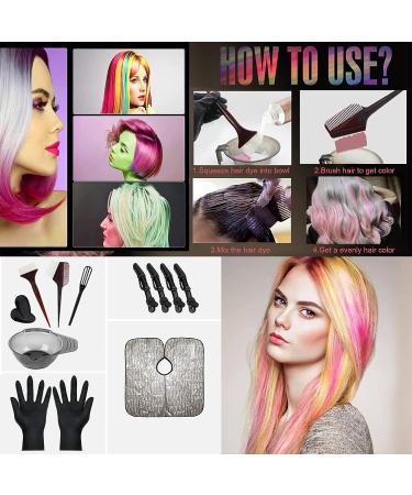 13 Pieces Hair Coloring Kit for DIY Hair Color - Dye Brush, Bowl, Shawl, Stirring Stick, Clip, Gloves, Earmuffs - Buy Online on SooperMarket.com