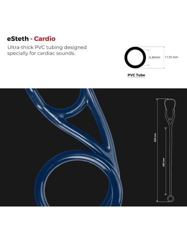 eSteth Cardiology Stethoscope - Ultra Sensitive Single Head - Extra Ear Tips & 30" Flexible Tubing - Navy Blue | Professional Medical Equipment - Buy Online on SooperMarket.com