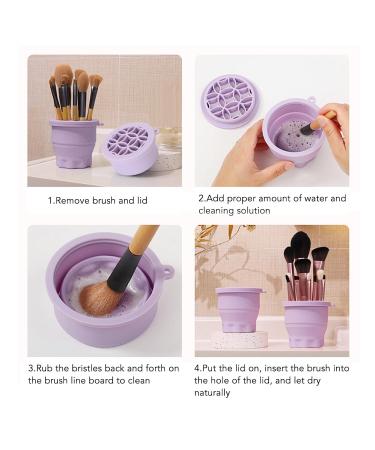 Buy Portable Silicone Makeup Brush Cleaner Cup - Drying Rack & Scrubber Bowl in Purple | Best Brush Cleaning Tool Online - Buy Online on SooperMarket.com