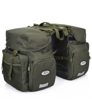 Lixada Bike Bag 50L Bike Pannier Bag Waterproof Bike Saddle Bag Large Capacity Bicycle Trunk Bag Extensible Bicycle Rear Seat Bag for Width Less Than 7in Bike Rack Army green
