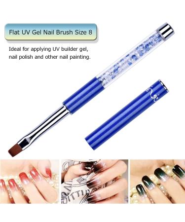 Buy Oval & Flat UV Gel Nail Brush Set | Rhinestone Handle | Professional Multicolor Nail Art Tools for Salon & DIY - Buy Online on SooperMarket.com