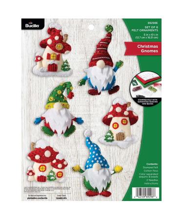 Bucilla Gnomes  Felt Applique Christmas Ornaments  Set of 6